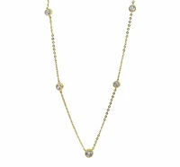 Sterling Silver With Gold, Graduated Cubic Zirconia Necklace