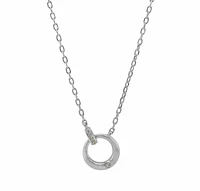 Sterling Silver With Rhodium, 13X10mm Loop Necklace With Cubic Zirconia
