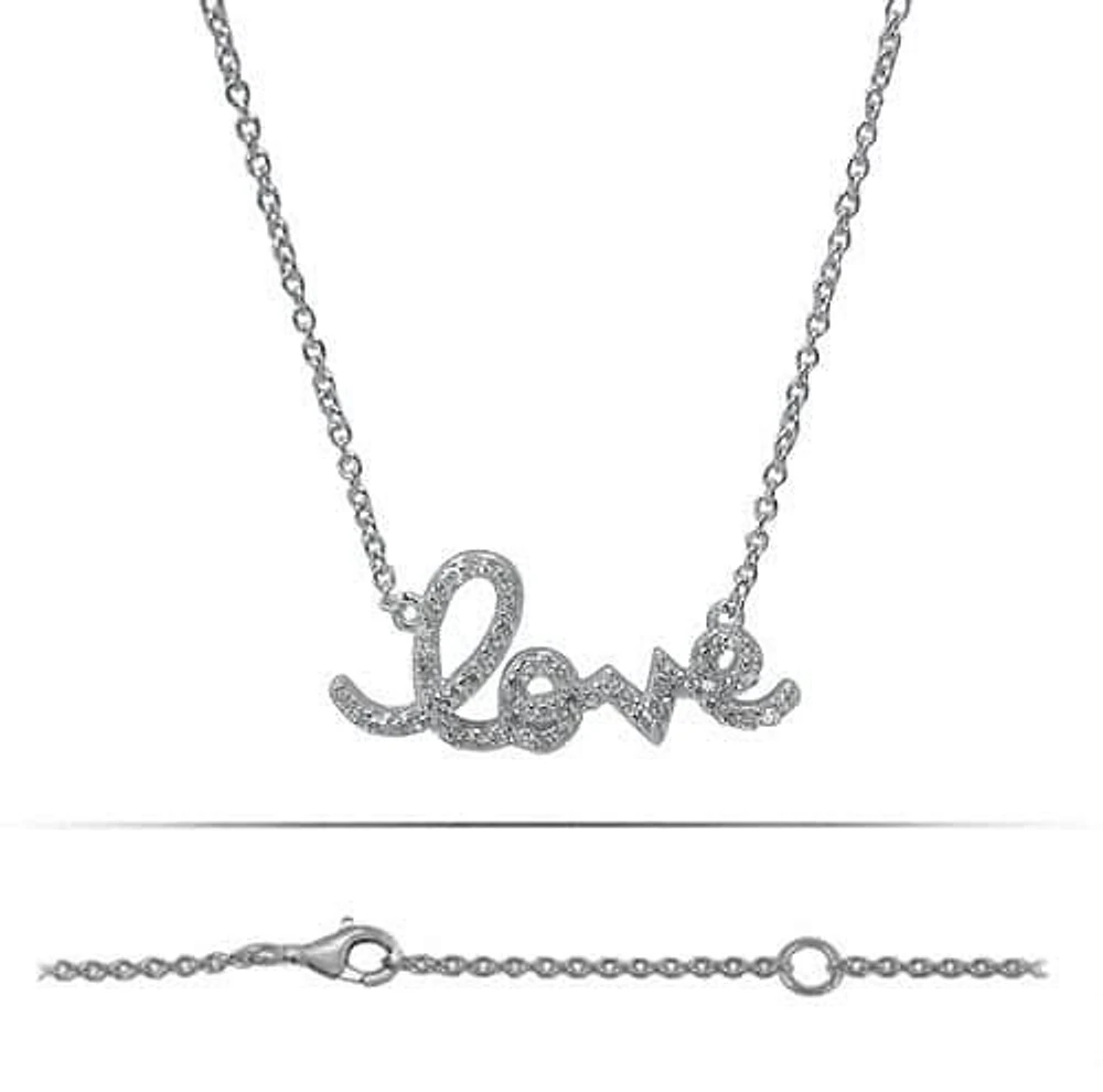 Sterling Silver With Rhodium, Love (26X13mm) Charm