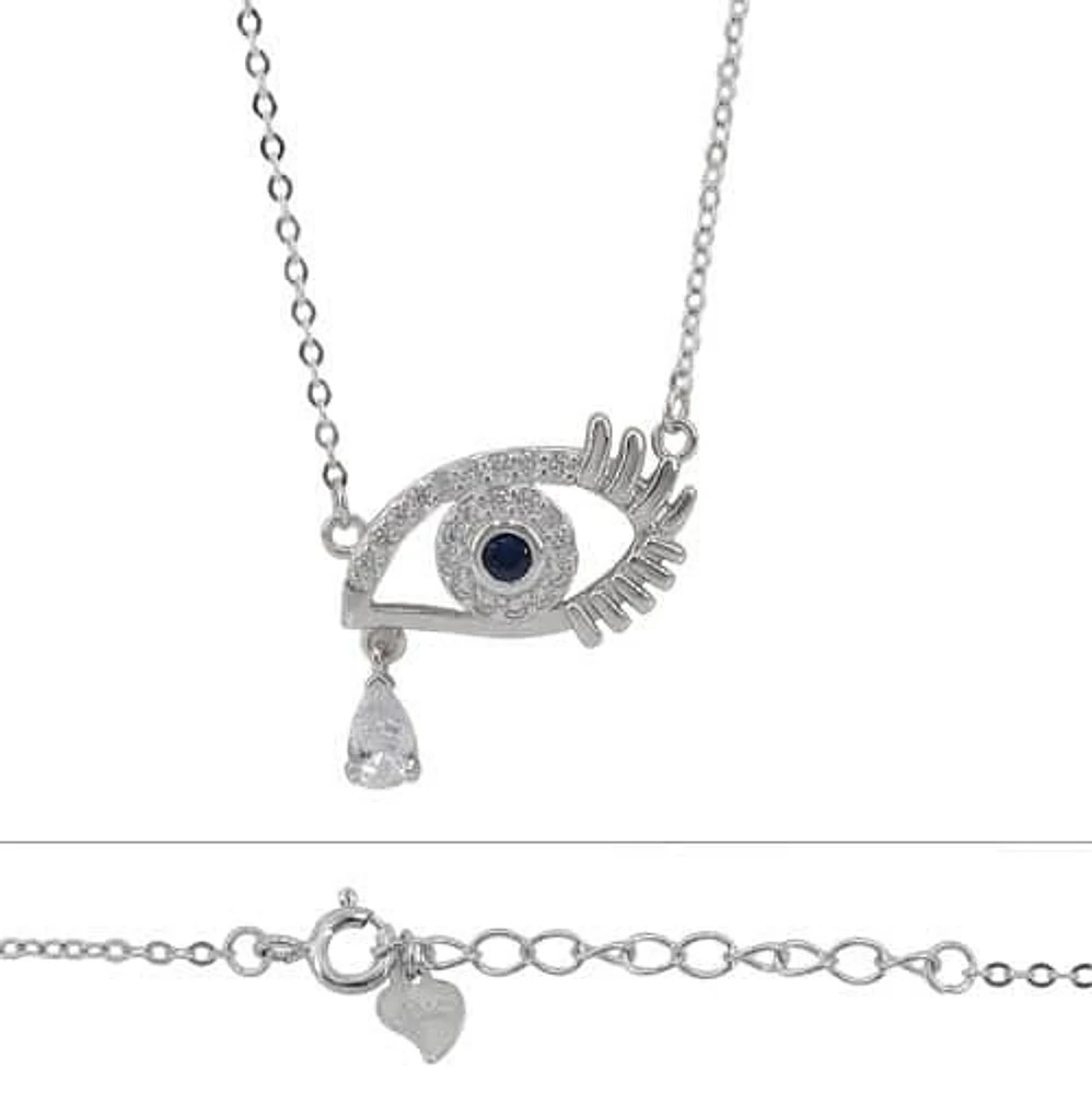 Sterling Silver With Rhodium, Evil Eye (22X22mm) Charm