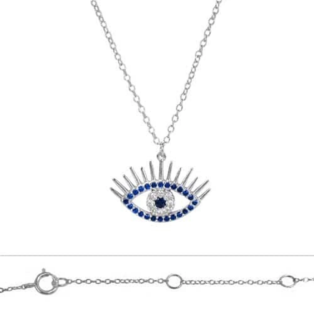 Sterling Silver With Rhodium, Evil Eye (13X20mm) Charm