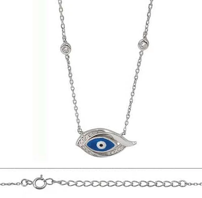 Sterling Silver With Rhodium, Evil Eye (18X10mm) Charm