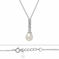 Sterling Silver With Rhodium, 8Mm Fresh Water Pearl Charm