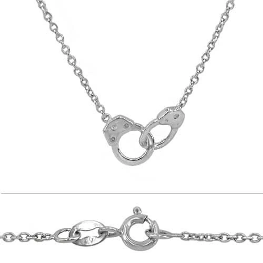 Sterling Silver With Rhodium, Handcuff (17X8mm) Charm