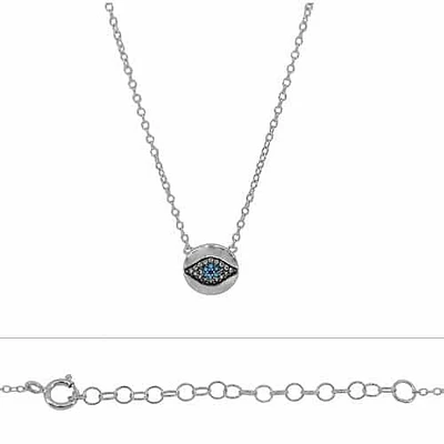 Sterling Silver With Rhodium, Evil Eye (9mm) Charm