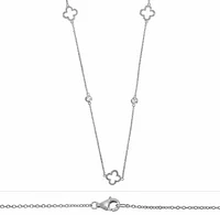 Sterling Silver With Rhodium, Flower (9X9mm) Charm Necklace