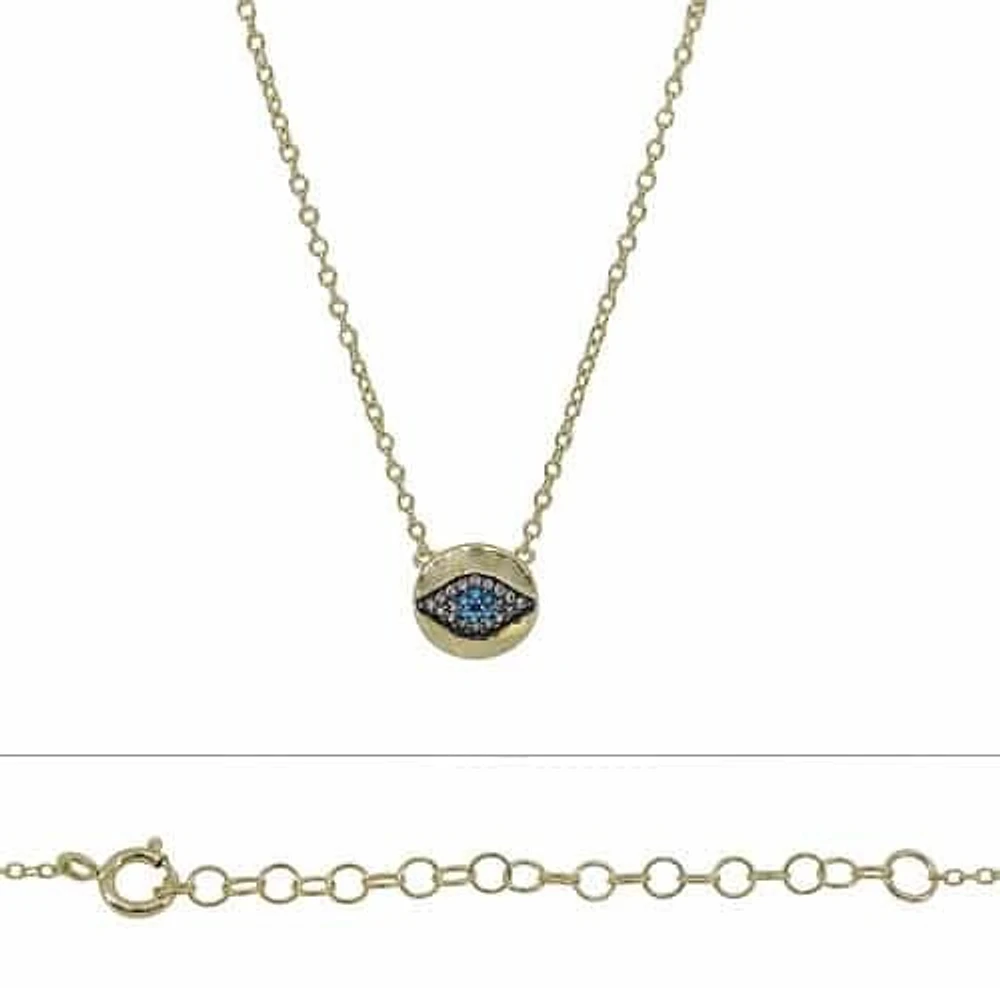Sterling Silver With Gold Plated, Evil Eye (9mm) Charm