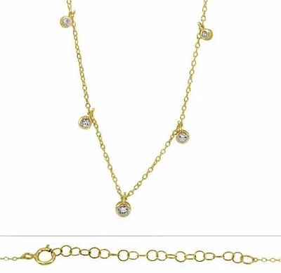 Sterling Silver With Gold Plated, Multi Cubic Zirconia (3mm) Charm