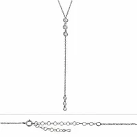 Sterling Silver With Rhodium, Dangling 3mm Cubic Zirconia Charms