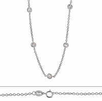 Sterling Silver With Rhodium, Multi Cubic Zirconia (4mm) Charm Necklace