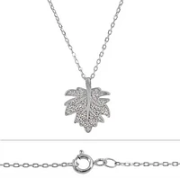 Sterling Silver With Rhodium, Leaf (15X17mm) Charm Necklace