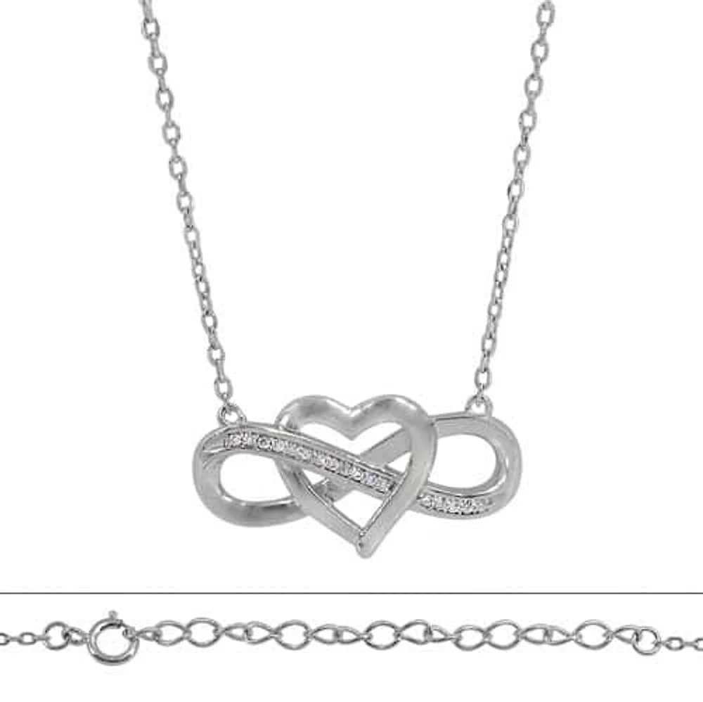 Sterling Silver With Rhodium, Infinity Heart (13X25mm) Charm