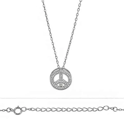 Sterling Silver With Rhodium, Peace Sign (12.5mm) Charm