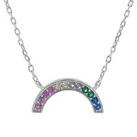 Sterling Silver With Rhodium, 10X16mm Rainbow Necklace