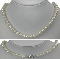 White Freshwater Pearl Necklace, Potato Shape, Approximate Pearl Size: 8X7mm