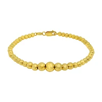 Sterling Silver With Gold, Graduated Ball Bead Bracelet, 3-7mm(Ball Bead)