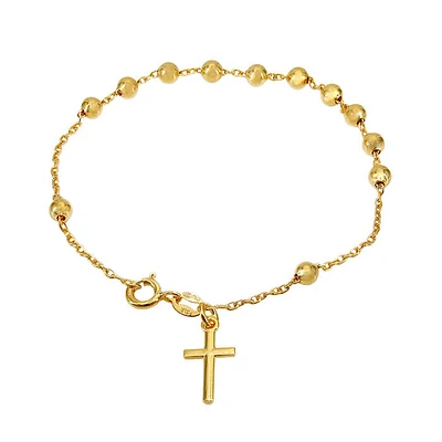 Sterling Silver With Gold, Rosary Bracelet With Oval Link Chain