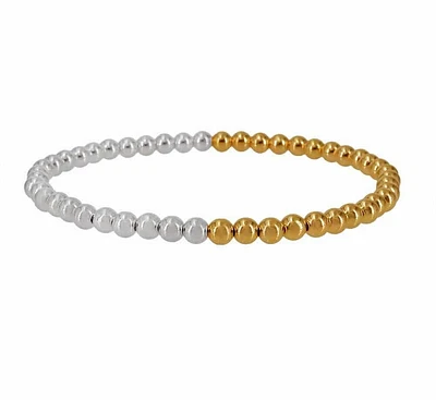 Sterling Silver 3mm Ball With 3mm 14Kt Gold Filled Ball Elastic Bracelet