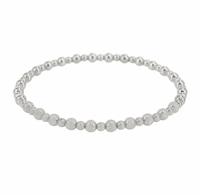 Sterling Silver, Elastic Bracelet With 3mm And 5mm Ball Bead