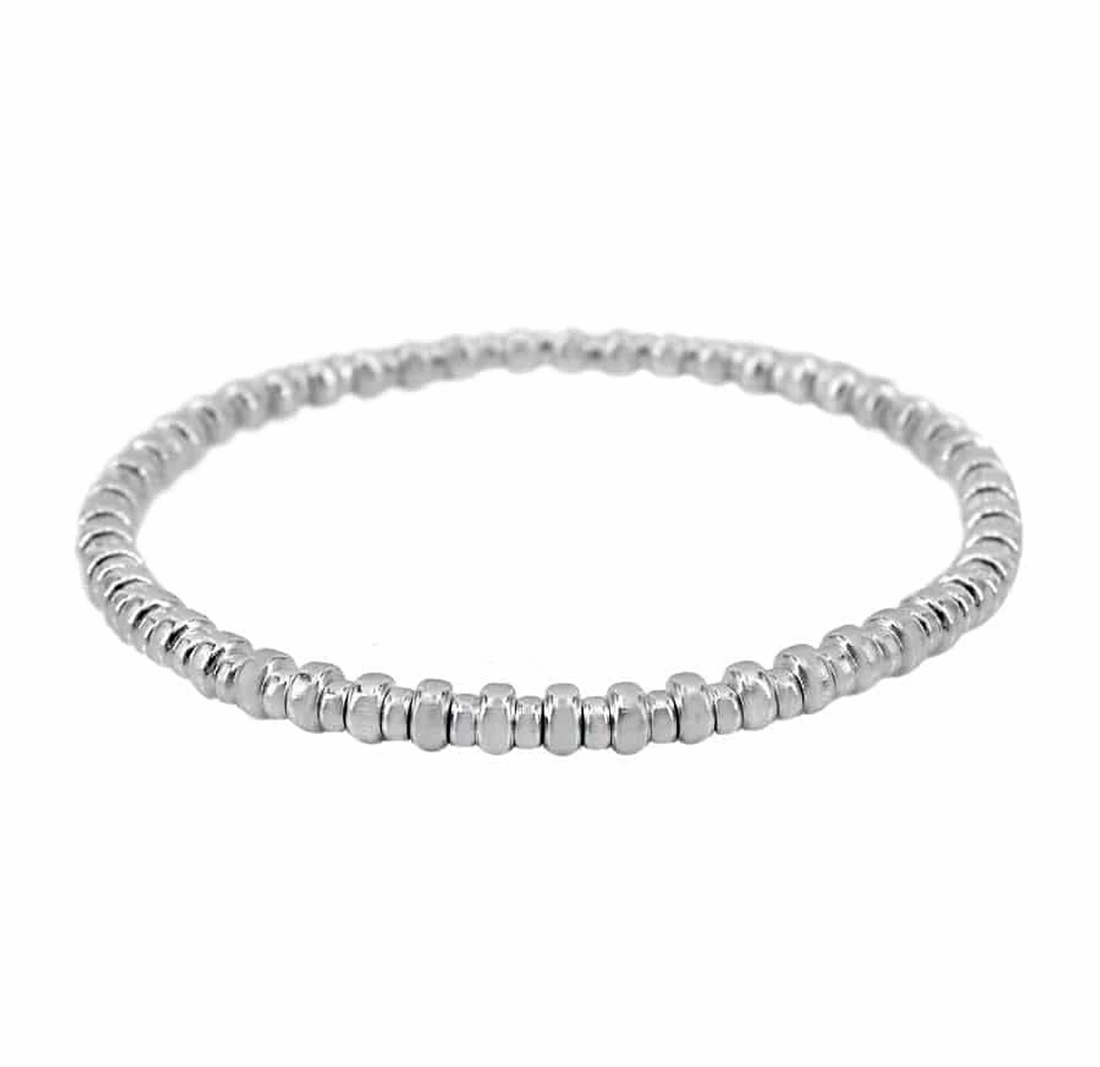 Sterling Silver, Elastic Bracelet With 4X2mm And 3×1.5mm Sterling Silver Roundel Bead