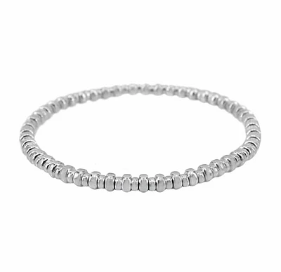 Sterling Silver, Elastic Bracelet With 4X2mm And 3×1.5mm Sterling Silver Roundel Bead