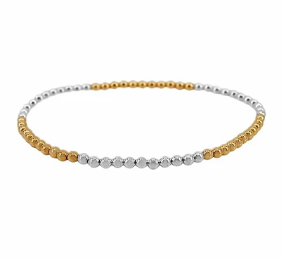 Elastic Bracelet With 3mm Sterling Silver Ball And 3mm 14Kt Gold Filled Ball