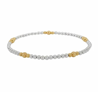 Elastic Bracelet With 3mm Sterling Silver Ball And 3mm + 4mm 14Kt Gold Filled Ball