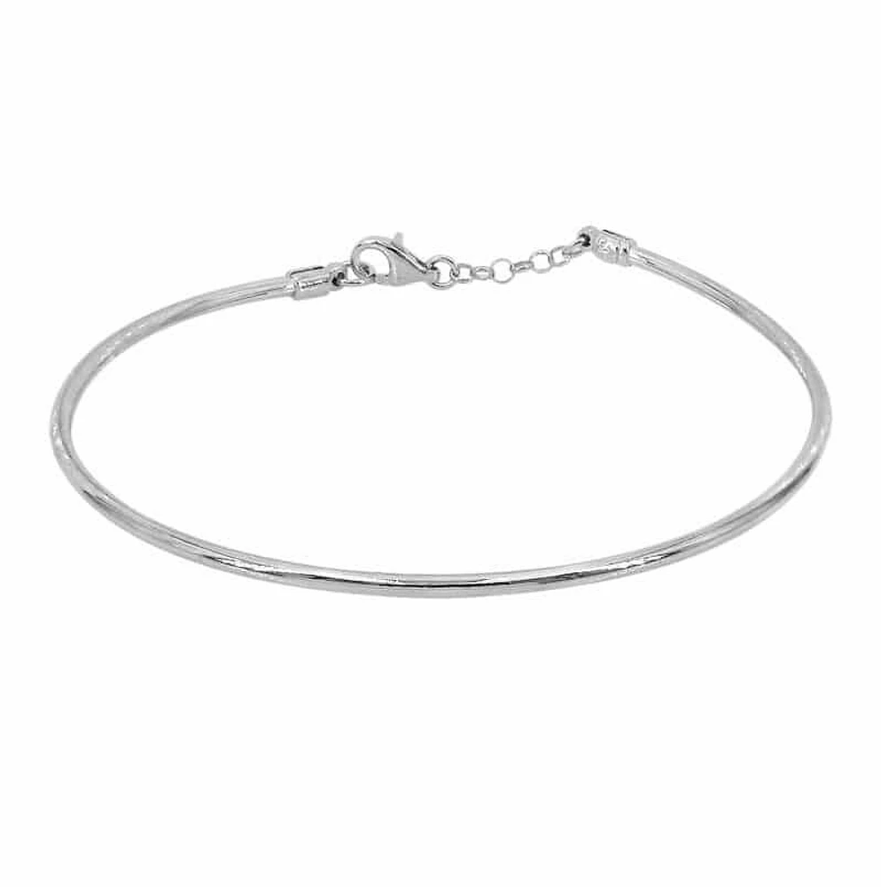 Sterling Silver With Rhodium, 2mm Wire Bracelet