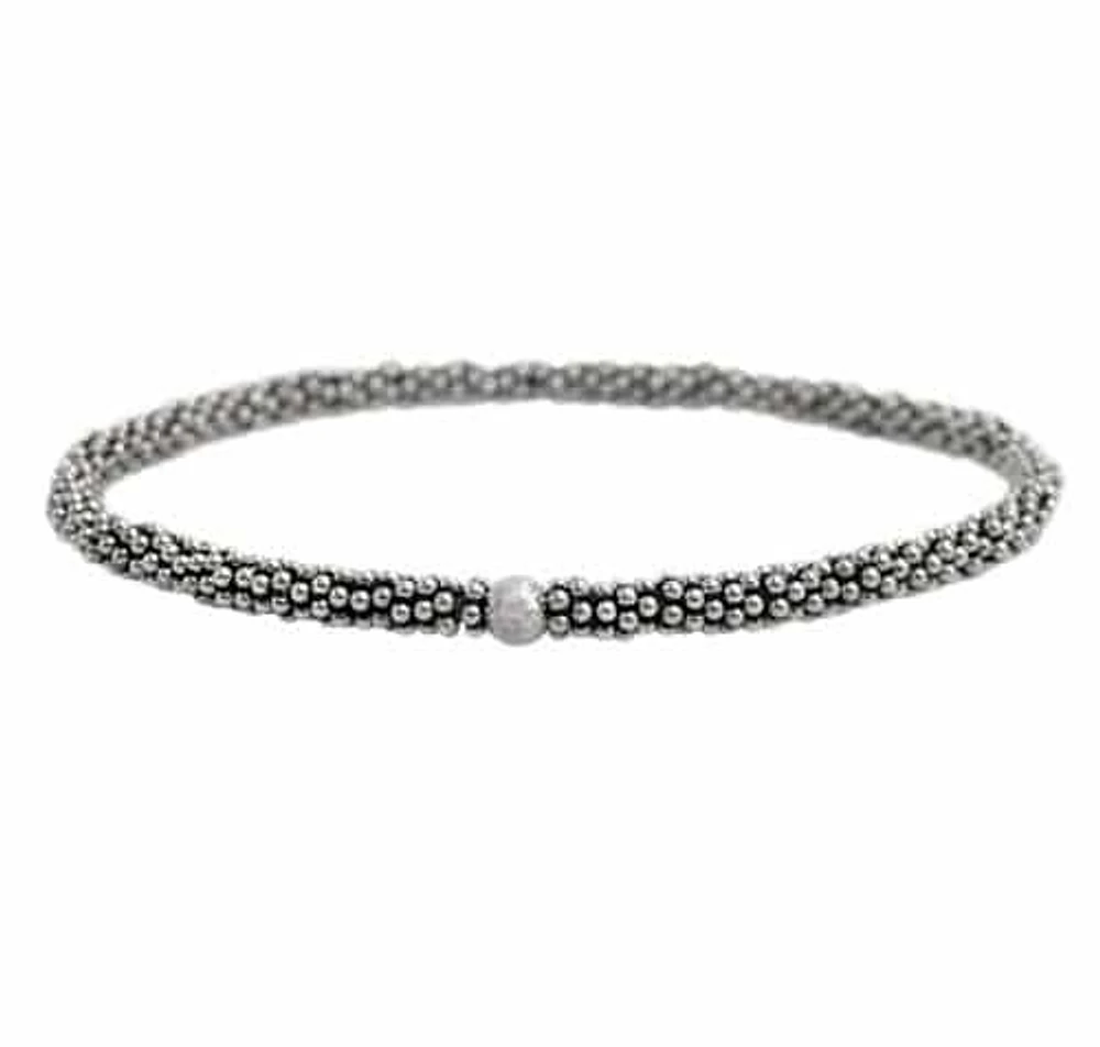 Sterling Silver, Elastic Bracelet With 3.5mm Daisies