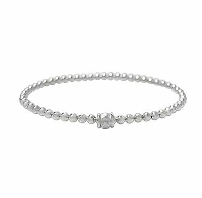 Sterling Silver, Elastic Bracelet With 3mm Smooth Ball Bead