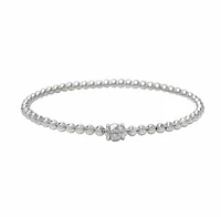 Sterling Silver, Elastic Bracelet With 3mm Smooth Ball Bead