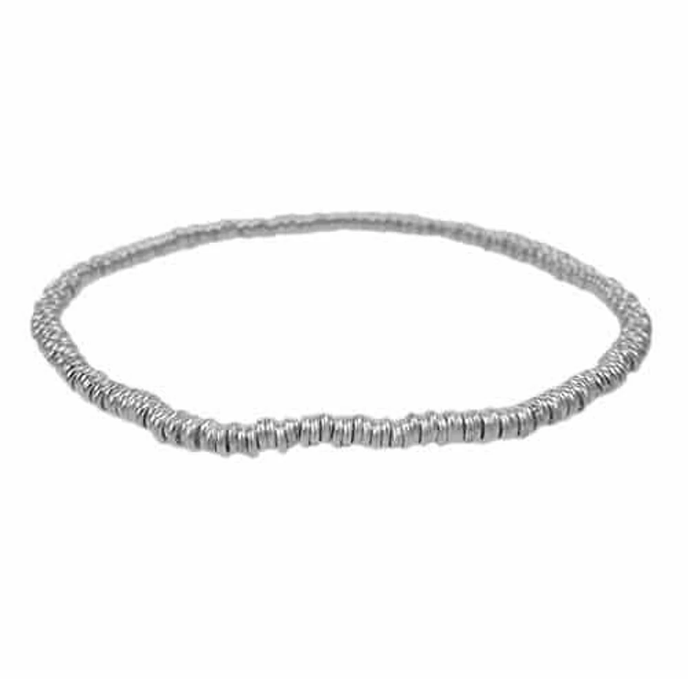 Sterling Silver, Elastic Bracelet With 0.7X3mm Round Loops