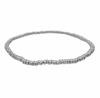 Sterling Silver, Elastic Bracelet With 0.7X3mm Round Loops