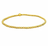 Sterling Silver With Gold, Elastic Bracelet With 3mm Smooth Ball Bead