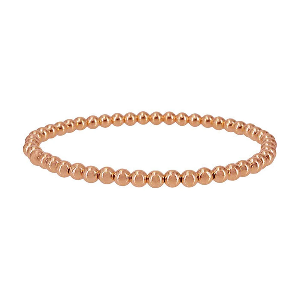 Sterling Silver With Rose Gold, Elastic Bracelet With 3mm Smooth Ball Bead