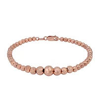 Sterling Silver With Rose Gold, Graduated Ball Bead Bracelet, 3-7mm(Ball Bead)