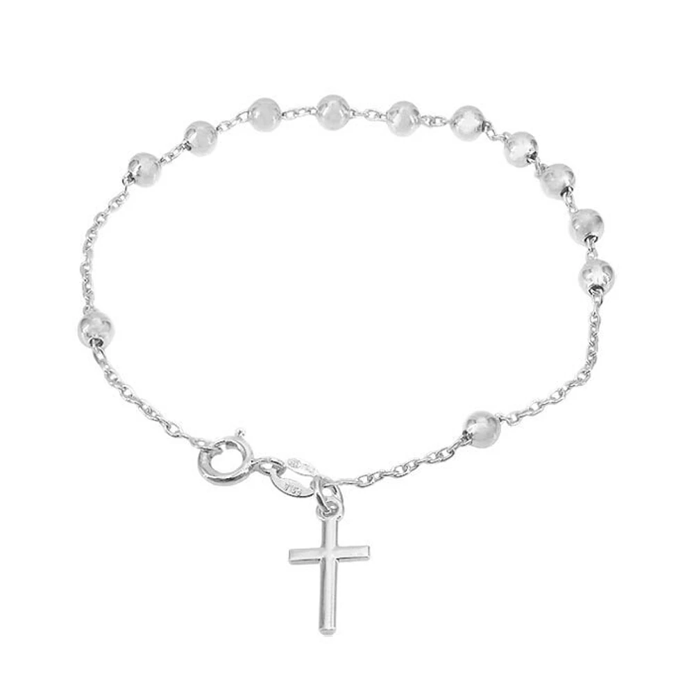 Sterling Silver, Rosary Bracelet With Oval Link Chain