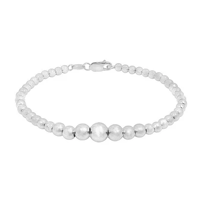 Sterling Silver, Graduated Ball Bead Bracelet, 3-7mm(Ball Bead)