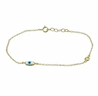 Sterling Silver With Gold, 5X8mm Evil Eye Bracelet