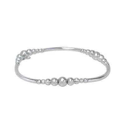 Sterling Silver, Elastic Bracelet With 3-6mm Ball Bead, 2X29mm Tube