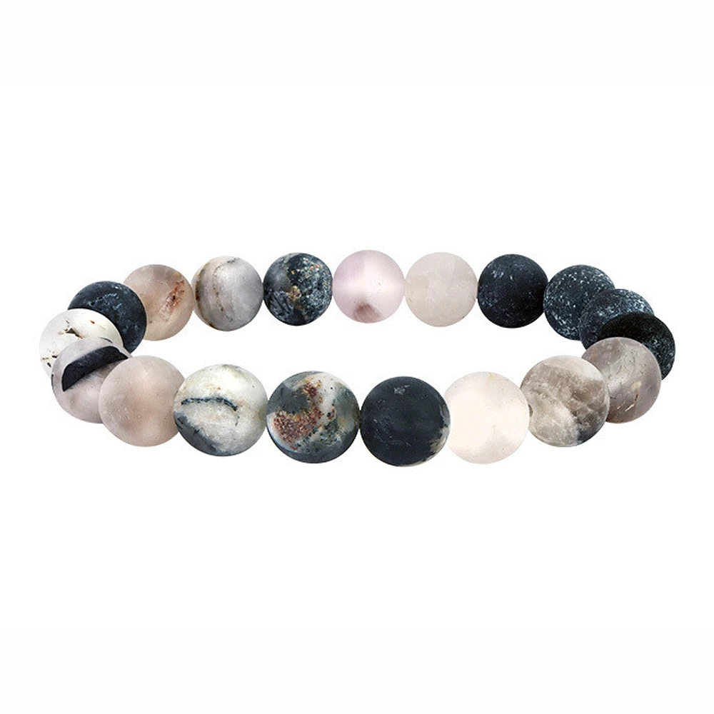 Frosted Black Tourmaline Elastic Bracelet