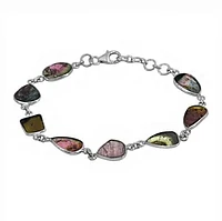 Sterling Silver With Rhodium, Approx. 14X10mm Gemstone Bracelet