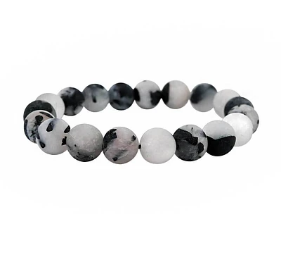 Frosted Black Rutilated Quartz Elastic Bracelet