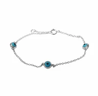 Sterling Silver With Rhodium, 5mm Evil Eye Charm Bracelet