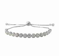 Sterling Silver With Rhodium, Adjustable Stone Bracelet With Silicone Bead Stopper