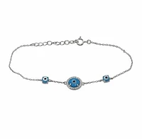 Sterling Silver With Rhodium, 2×9.5mm Evil Eye Bracelet