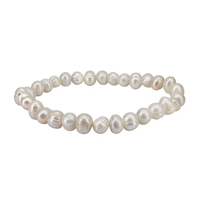 White Freshwater Pearl Elastic Bracelet