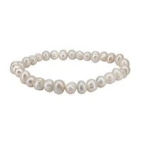 White Freshwater Pearl Elastic Bracelet