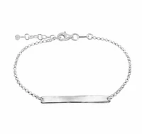 Sterling Silver, Id Bracelet With 2mm Rolo Chain, 28X3mm Id Plate