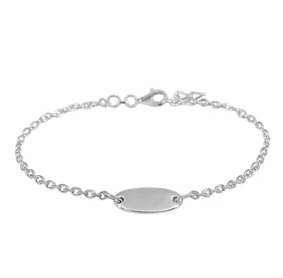 Sterling Silver Id Bracelet, 2mm Cable Link, Id Plate Is Approximately 16X7mm